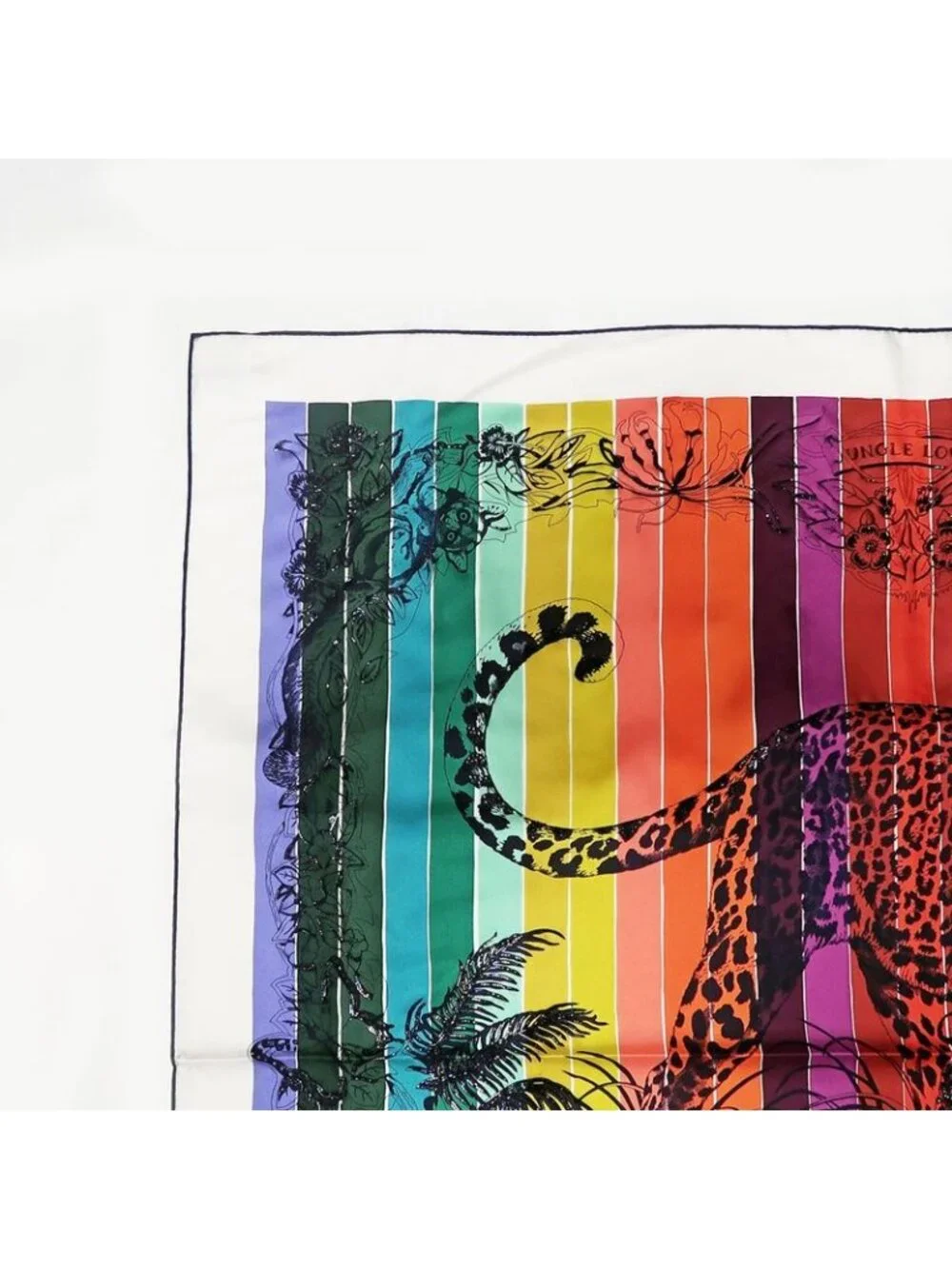 Hermes Carre 90 Scarf Jungle Love Rainbow 100% Silk Multicolor Bead - Picture 3 of 10